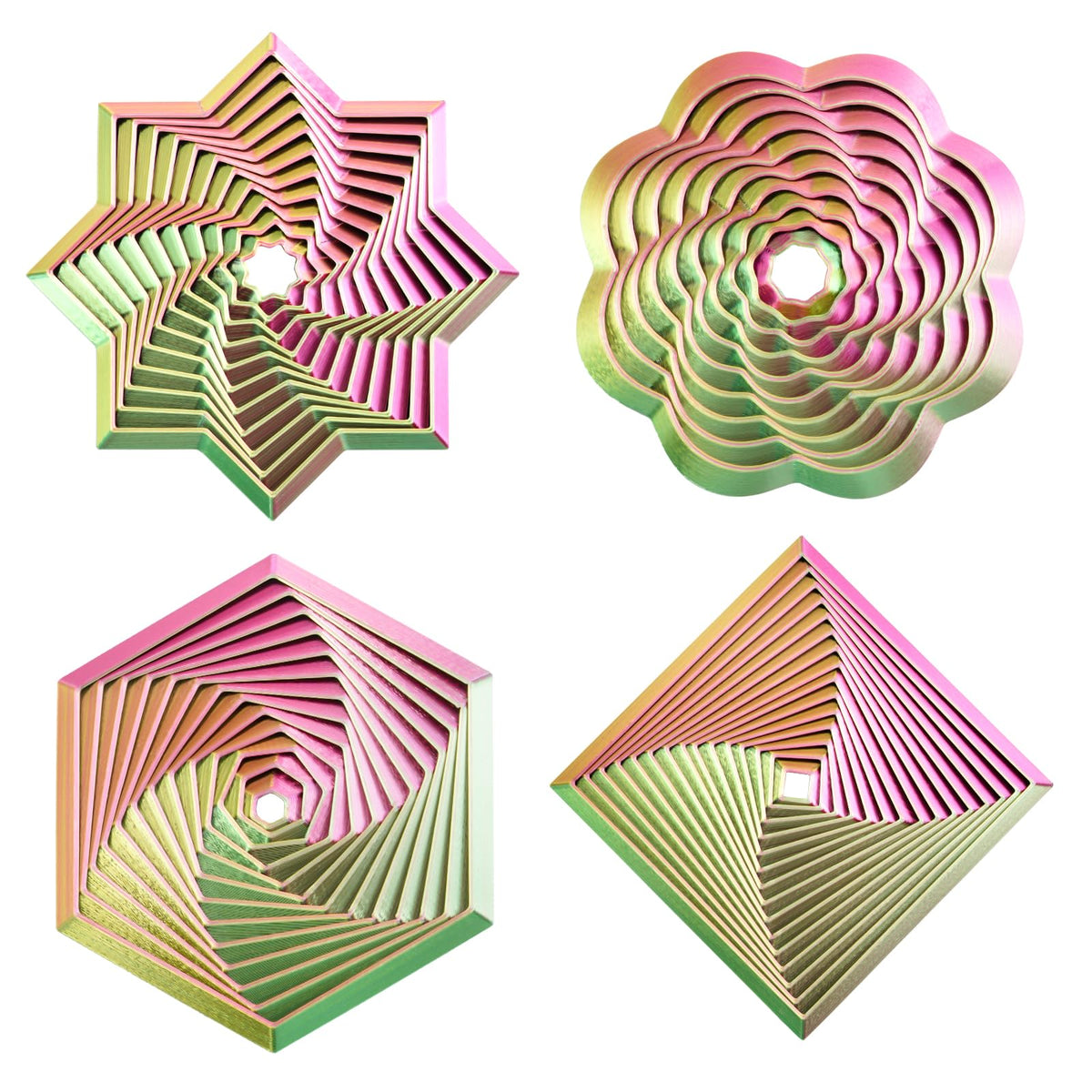 4PCS 3D Printed Fidget Toys,Fractal Hexagon Stress Toys for Kids Adults