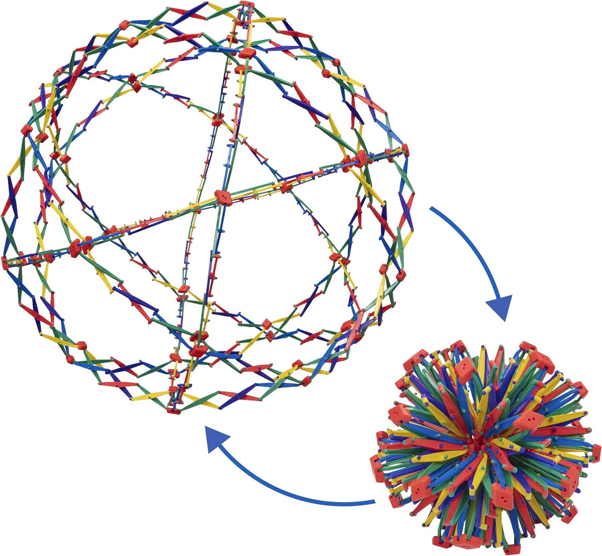 Hoberman Original Sphere Rainbow, Expanding and Contracting Geometric Ball Toy, Award-Winning STEM Fidget Toy for Kids and Adults, Ages 4+