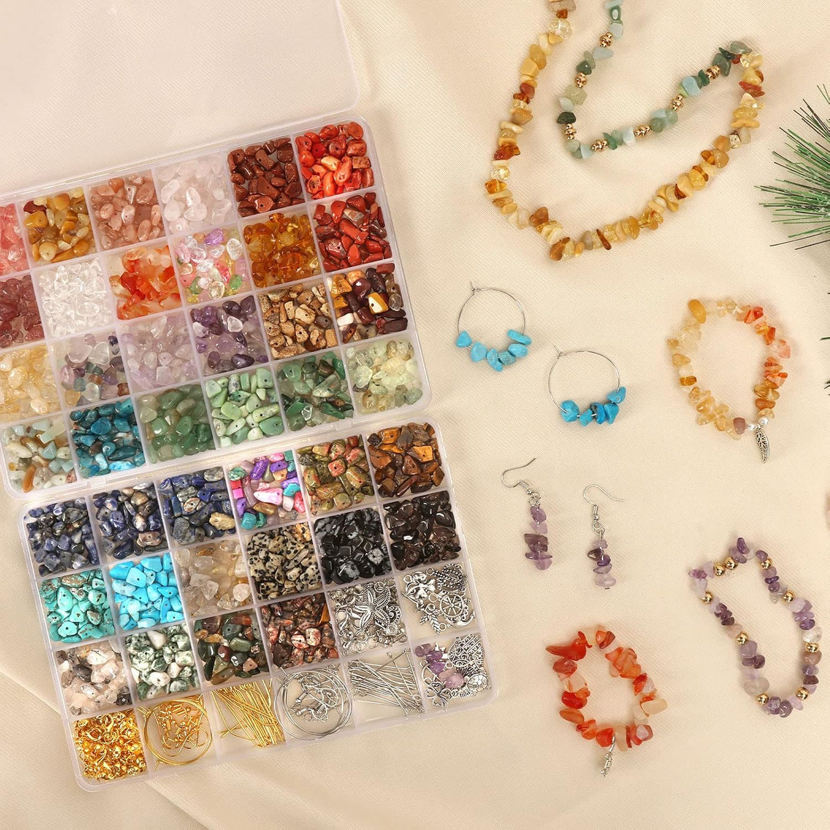 Quefe 40 Colors Crystal Beads for Jewelry Making Crystal and Gemstone