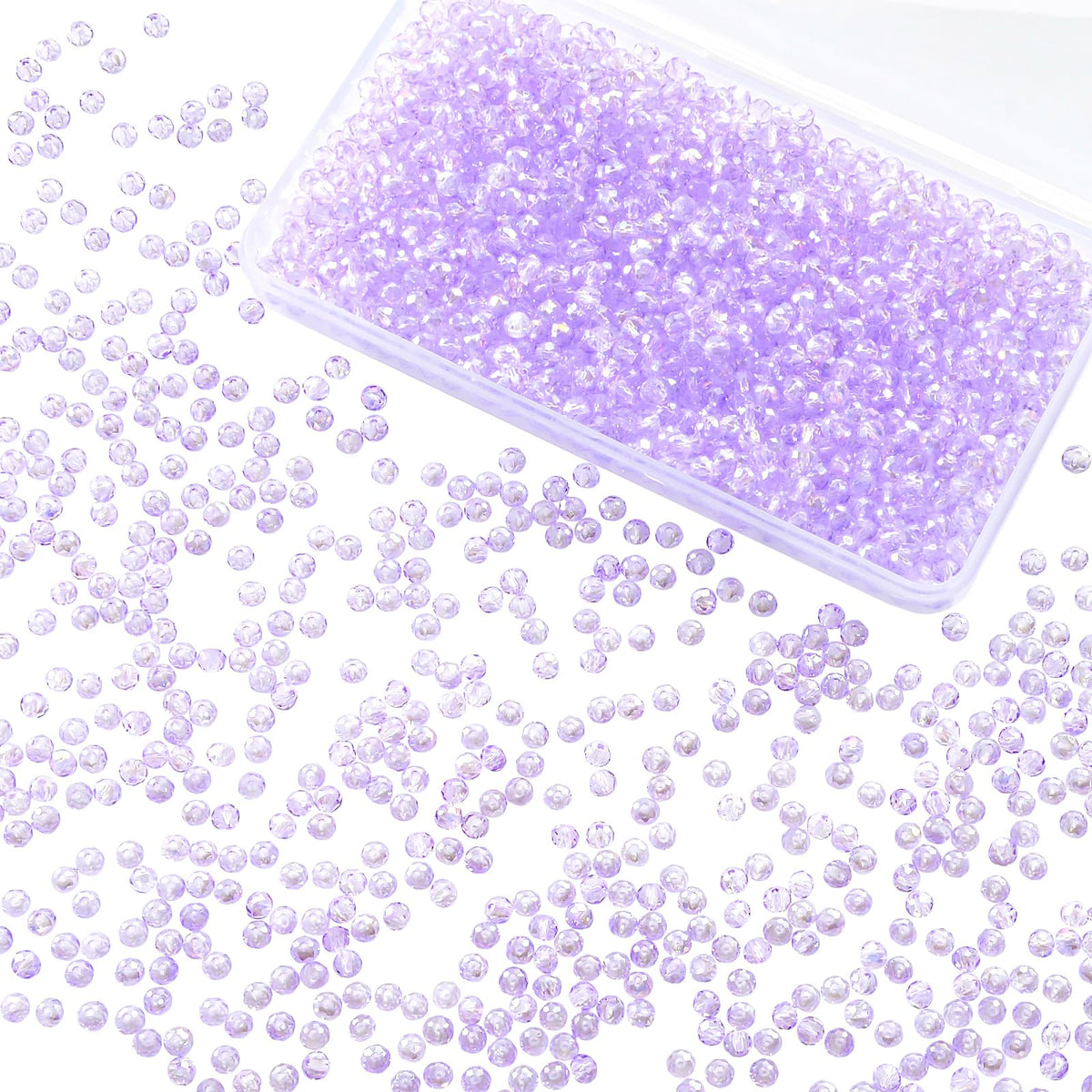 800Pcs 4/6/8/10mm Crystal Glass Beads for Jewelry Making Beads for Bracelets Necklace Pendants Making Supplies(Silver Champagne)