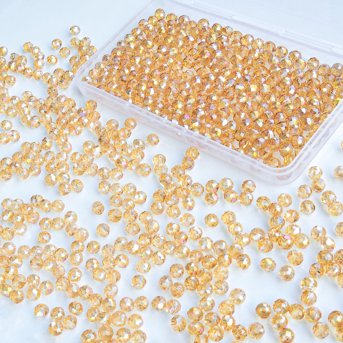 800Pcs 4/6/8/10mm Crystal Glass Beads for Jewelry Making Beads for Bracelets Necklace Pendants Making Supplies(Silver Champagne)