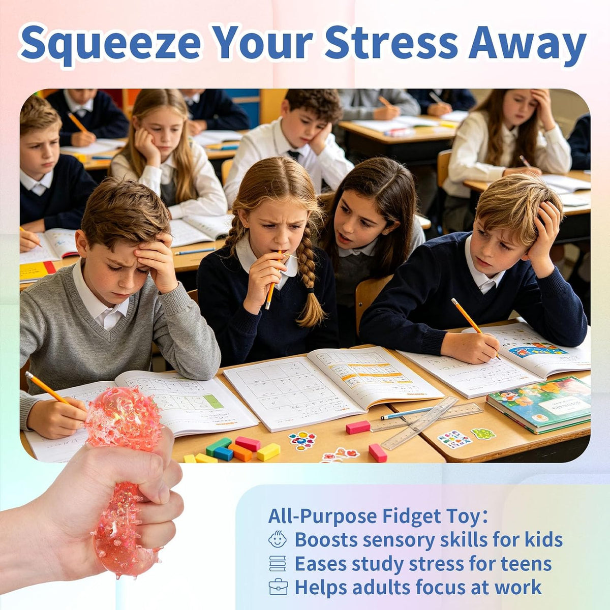 Geometric Squeeze Squishy Toy, Slow Rising Fidget Sensory Shapes