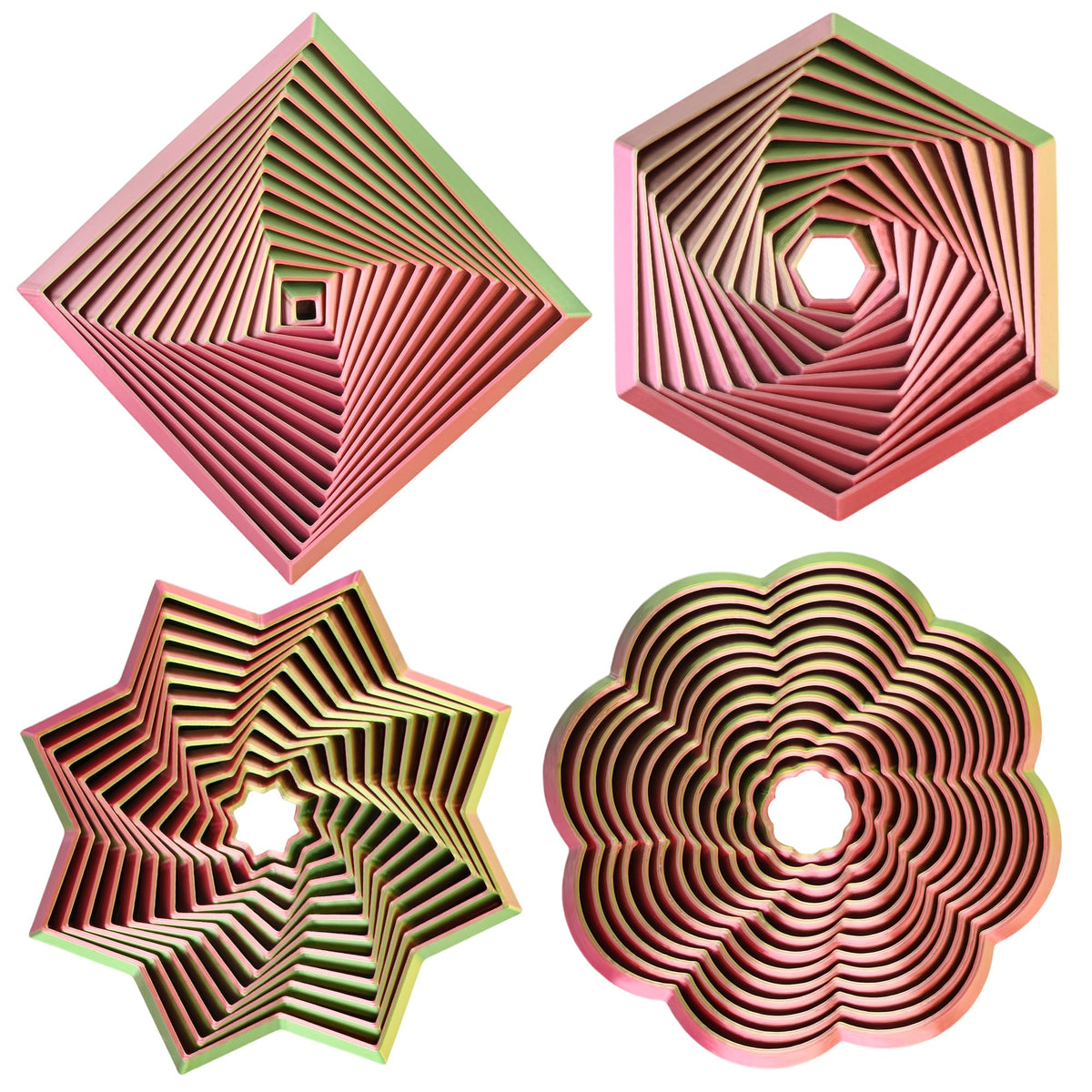 6 Pack 3D Printed Geometric Fidget Toys Multicolor Desk Set