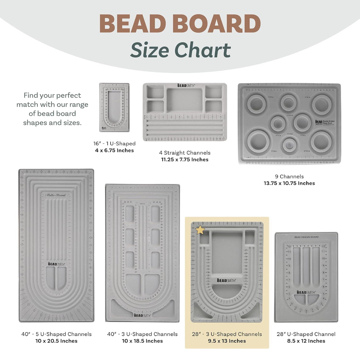 The Beadsmith Bead Board with Cover, Grey Flocked