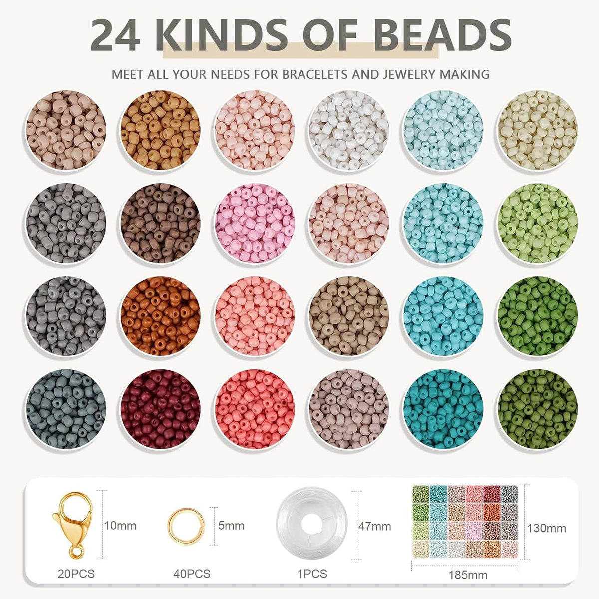 TEXGIZRLY 3mm Seed Beads for Jewelry Making Bracelet Making Kit Adults