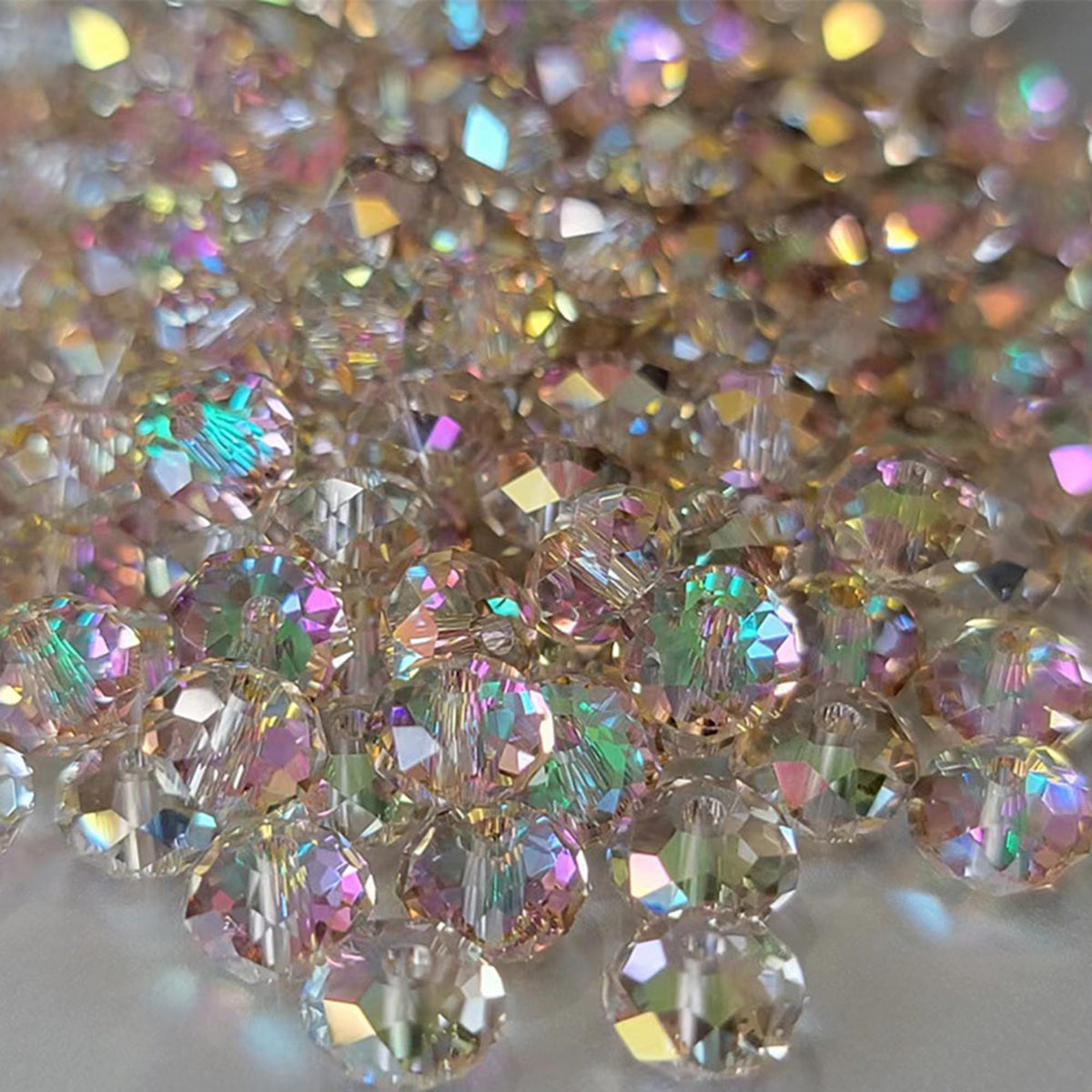 800Pcs 4/6/8/10mm Crystal Glass Beads for Jewelry Making Beads for Bracelets Necklace Pendants Making Supplies(Silver Champagne)
