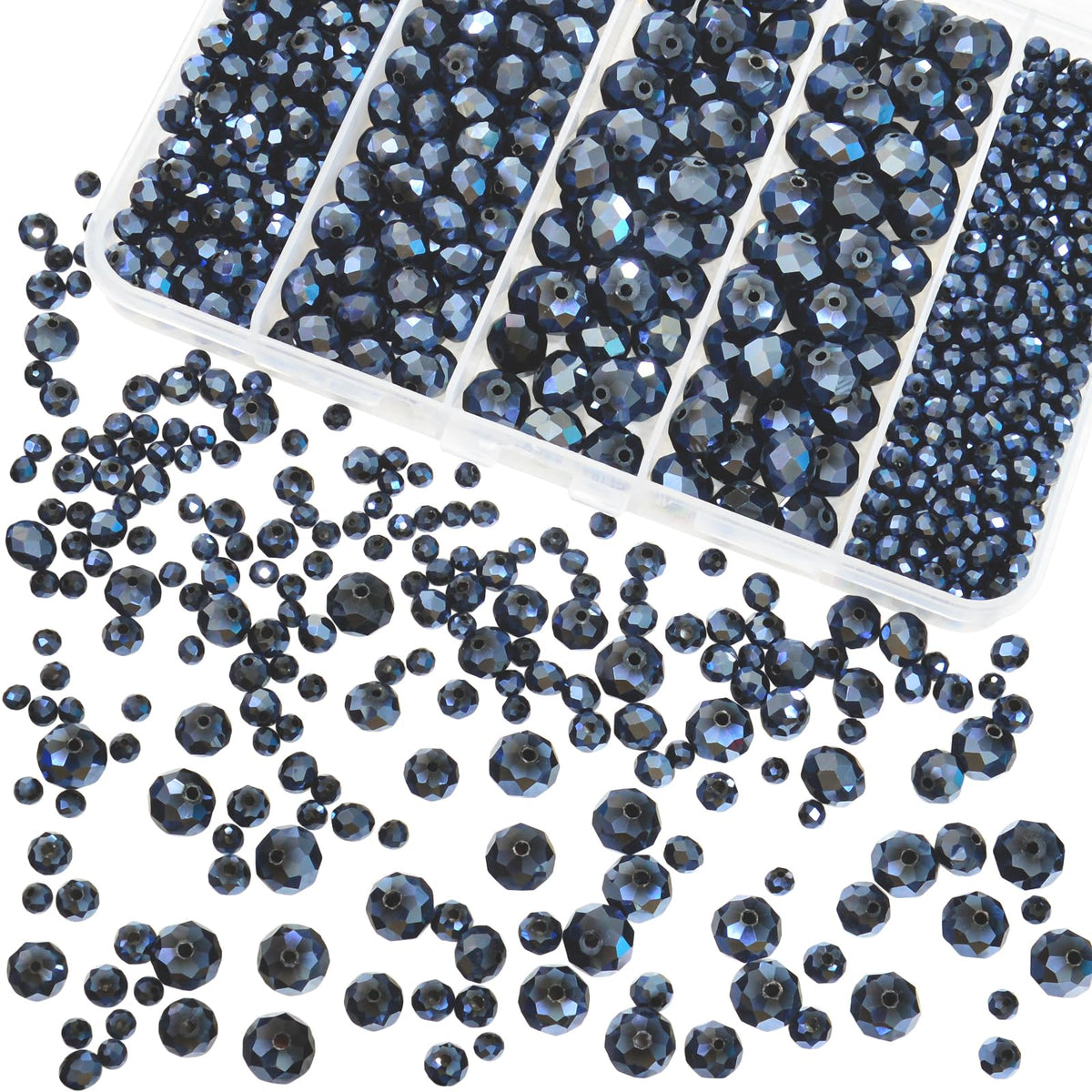 800Pcs 4/6/8/10mm Crystal Glass Beads for Jewelry Making Beads for Bracelets Necklace Pendants Making Supplies(Silver Champagne)