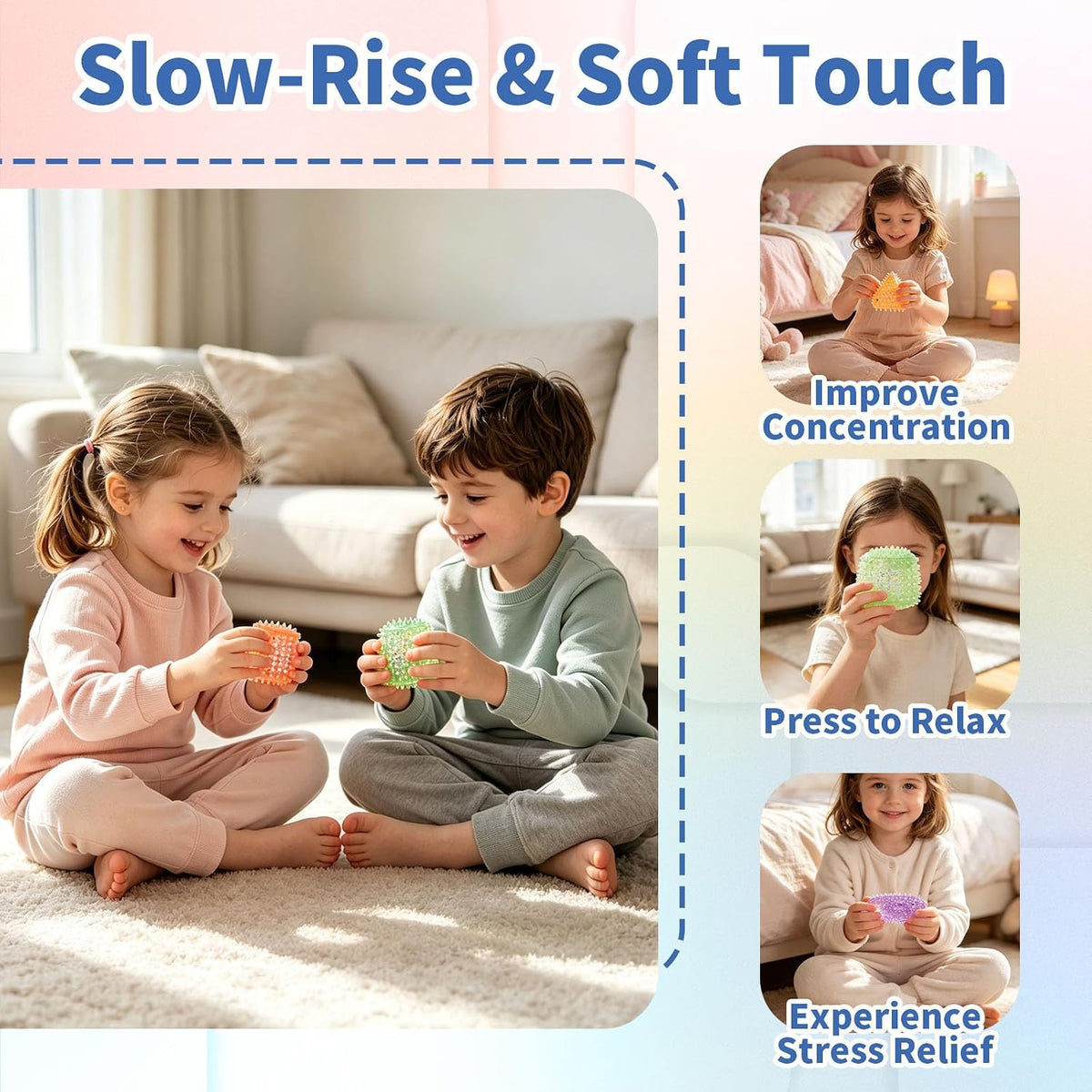 Geometric Squeeze Squishy Toy, Slow Rising Fidget Sensory Shapes