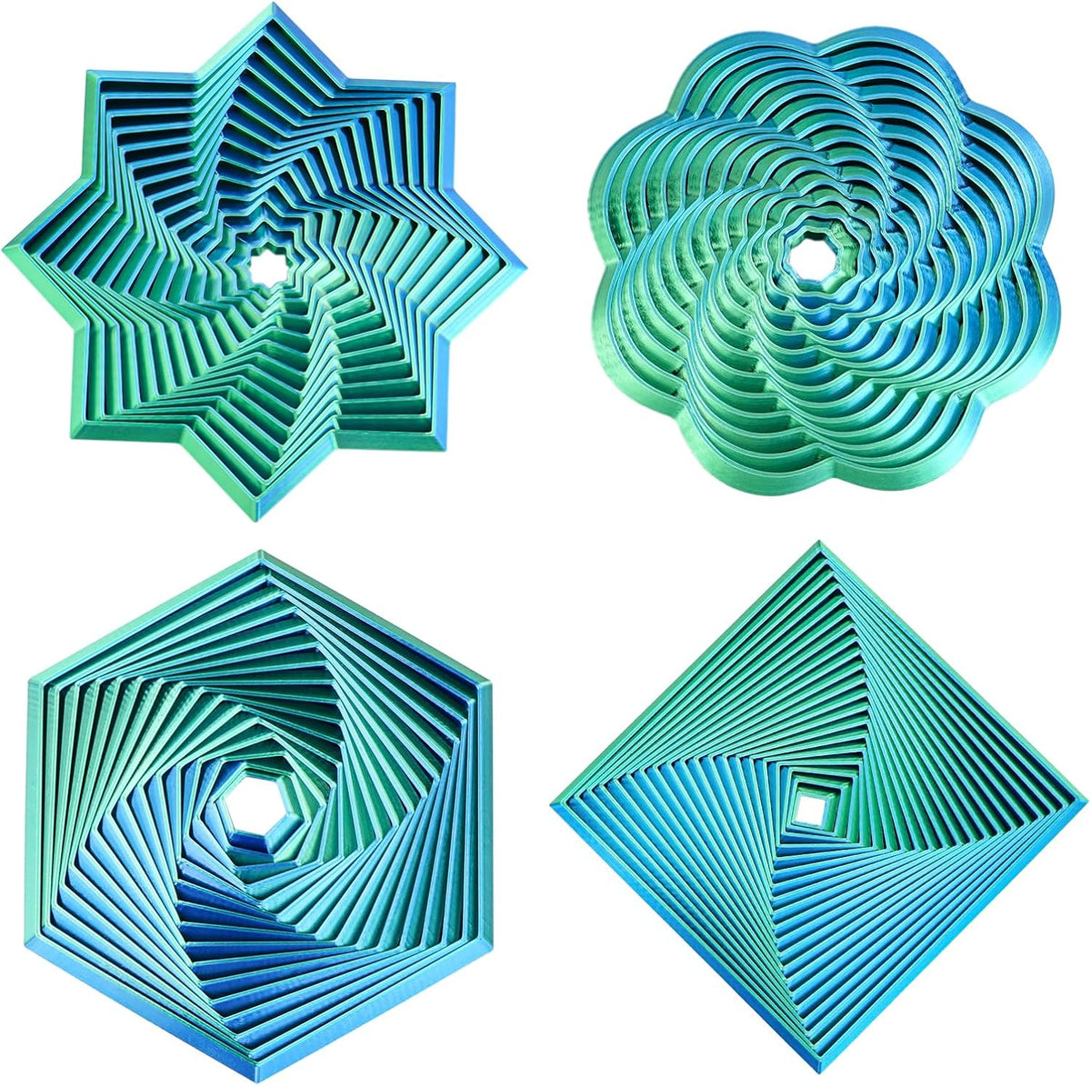 4PCS 3D Printed Fidget Toys,Fractal Hexagon Stress Toys for Kids Adults