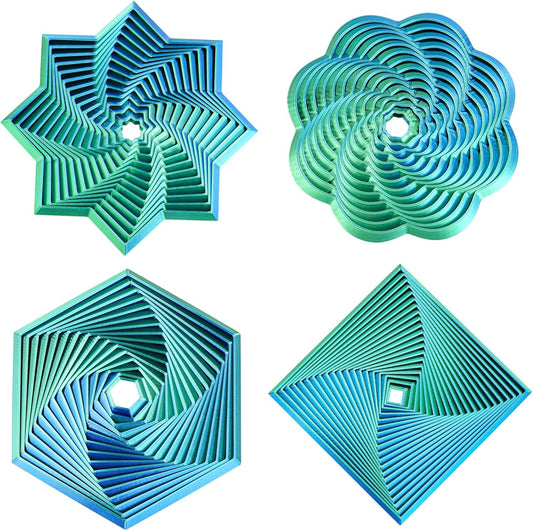 4PCS 3D Printed Fidget Toys,Fractal Hexagon Stress Toys for Kids Adults