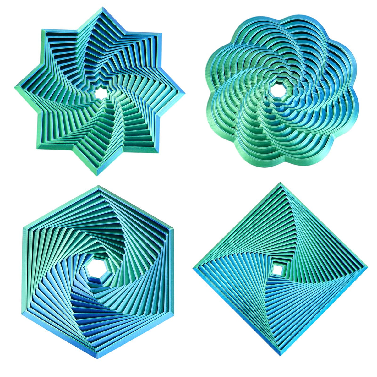 4PCS 3D Printed Fidget Toys,Fractal Hexagon Stress Toys for Kids Adults