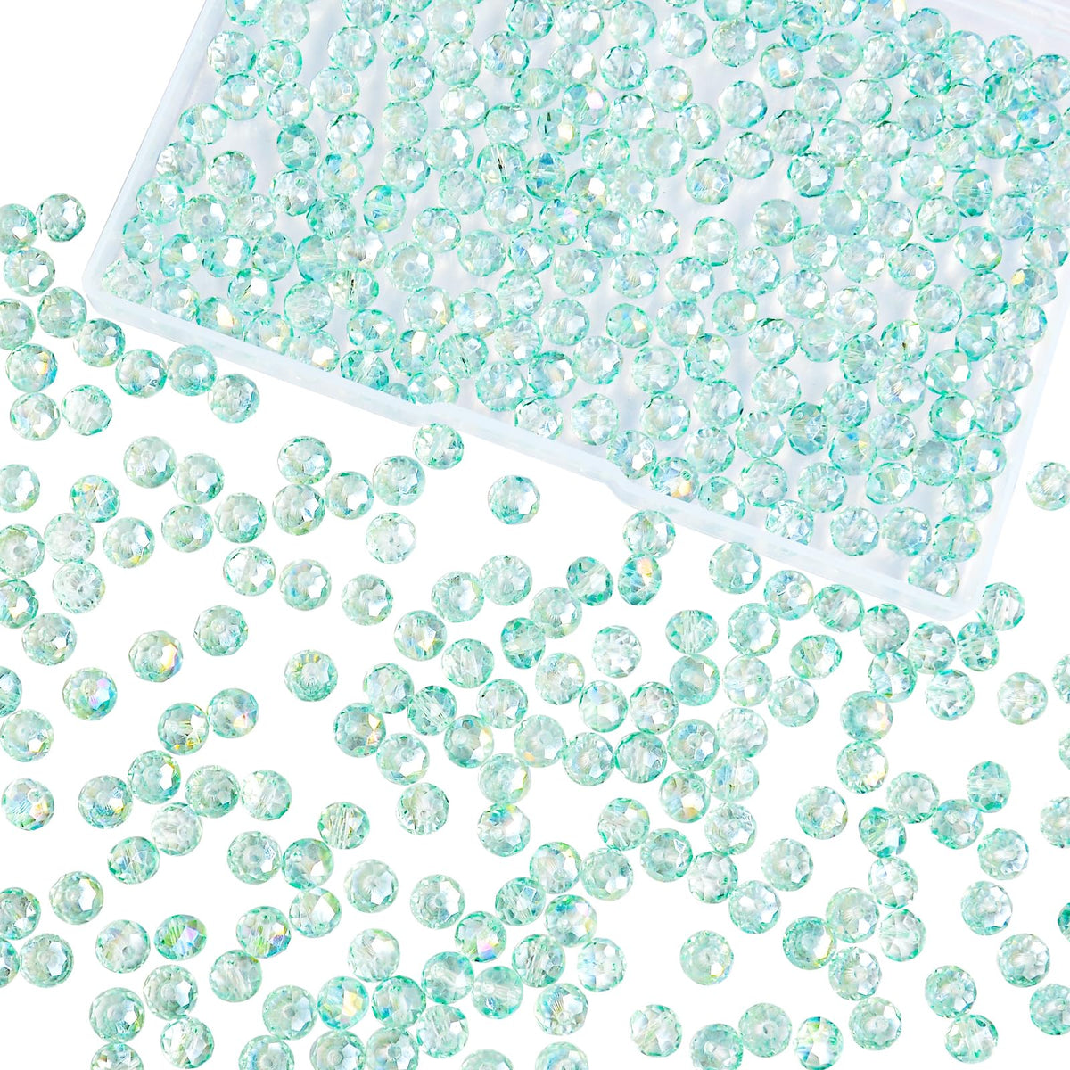 800Pcs 4/6/8/10mm Crystal Glass Beads for Jewelry Making Beads for Bracelets Necklace Pendants Making Supplies(Silver Champagne)