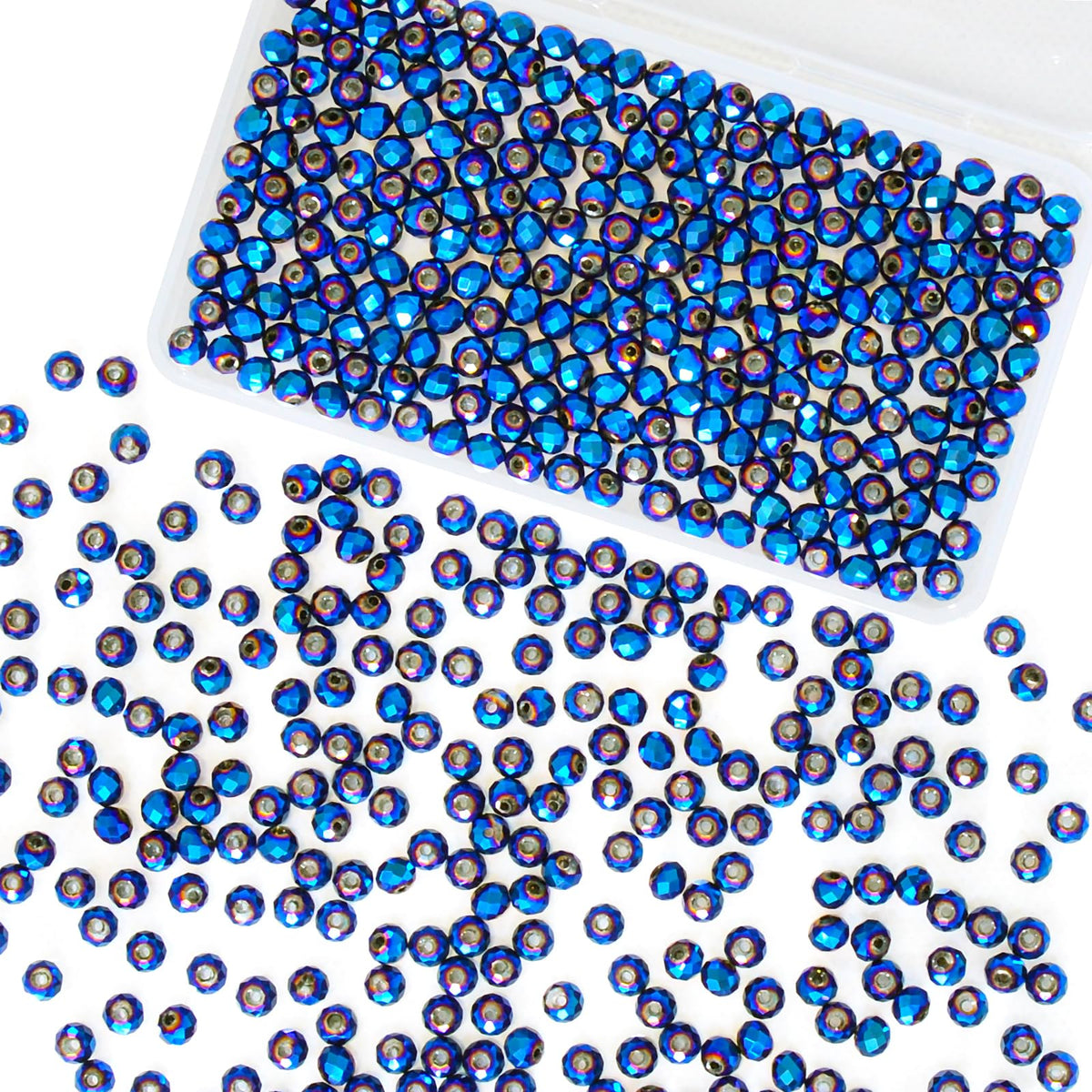 800Pcs 4/6/8/10mm Crystal Glass Beads for Jewelry Making Beads for Bracelets Necklace Pendants Making Supplies(Silver Champagne)