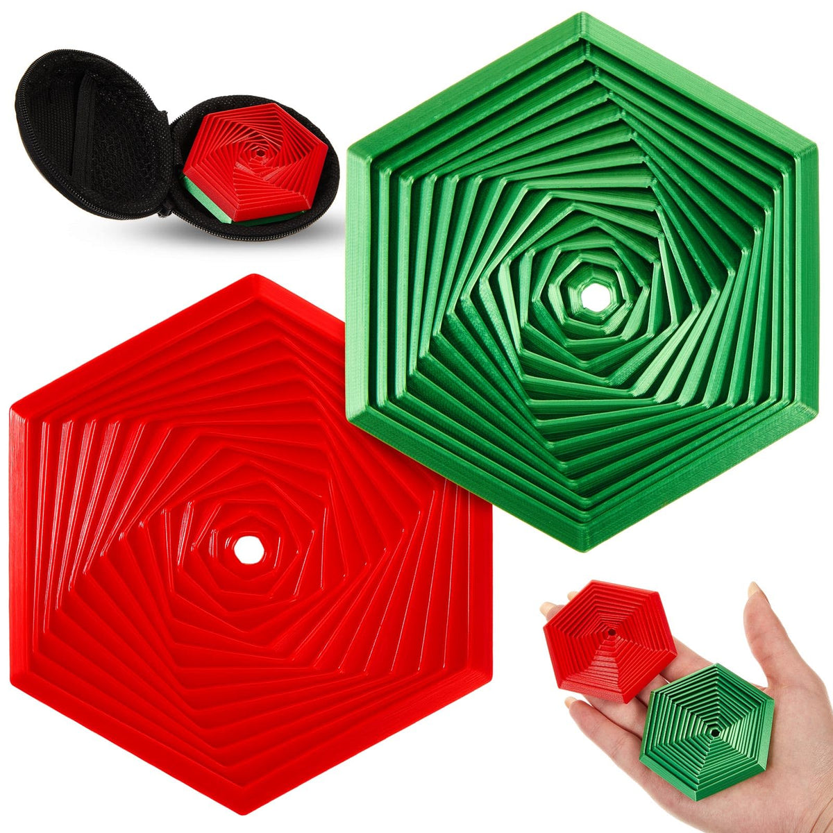 Seenelling 2 Pcs Fidget Hexagon 2.76 Inch, Multicolor