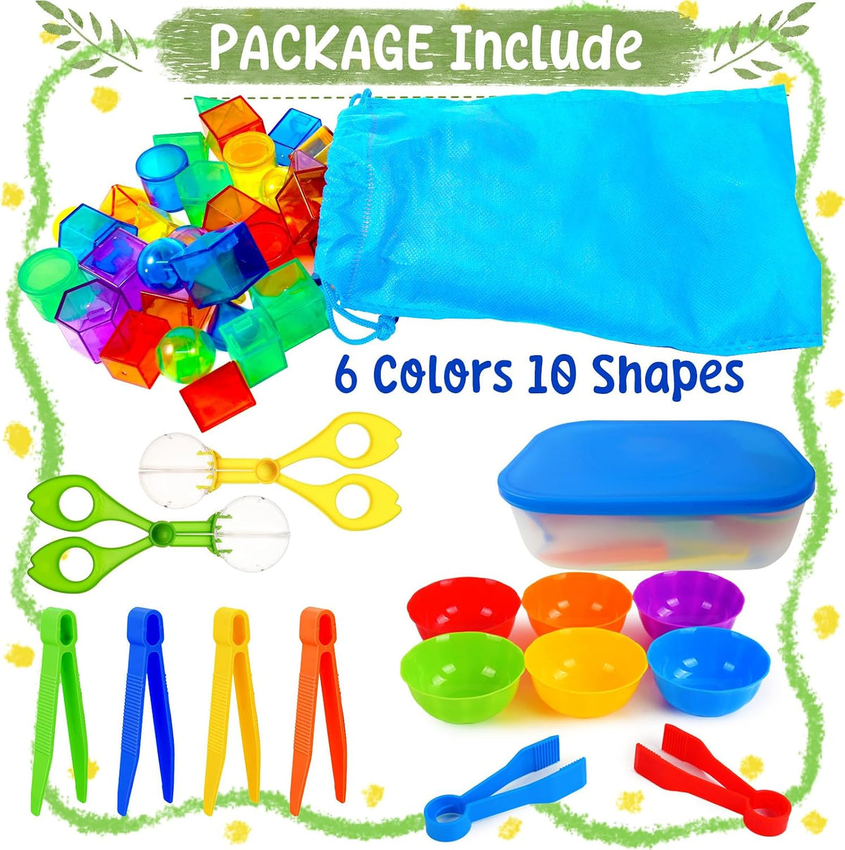 Bbiamsleep 76 Pcs 3D Shapes Geometric Solids, Light Table Manipulatives