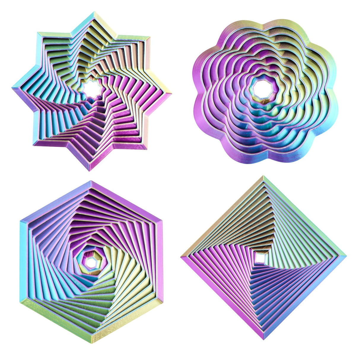 4PCS 3D Printed Fidget Toys,Fractal Hexagon Stress Toys for Kids Adults