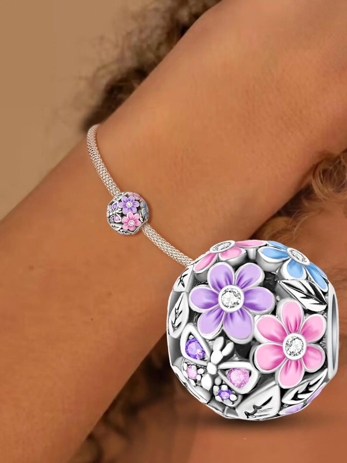 Butterfly & Flower Design Charms, Cute DIY Beads with Colorful Rhinestone, Trendy Exquisite DIY Jewelry for Birthday Gift, Beads Charms Accessories, Jewelry Making Charms, Charms for Crafts, Diy Craft Embellishments