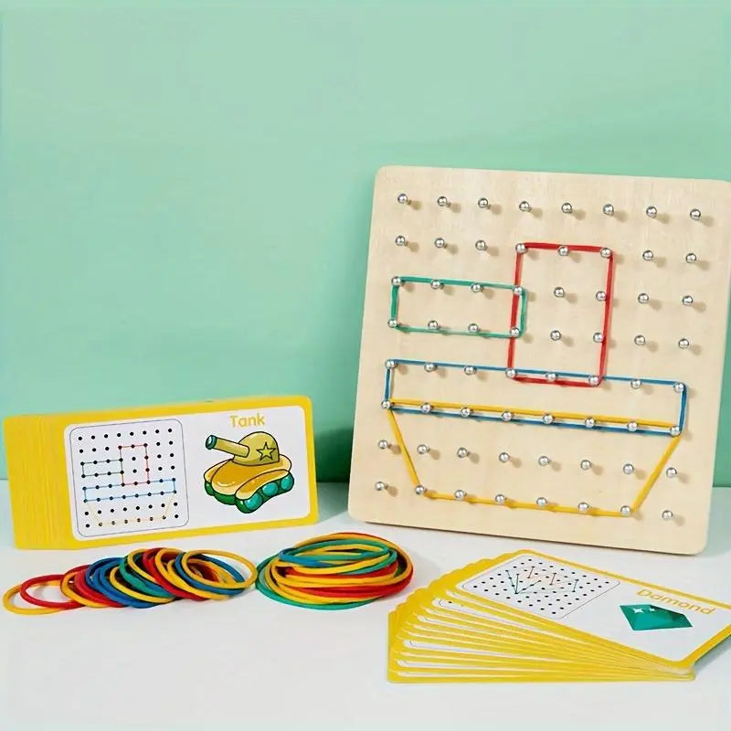 Wooden Geometric Pegboard Toy Activity Board - BPA-Free Shape Sorter, Construction & Jigsaw Puzzle, Unisex Educational Toy for 3+ Months, Holiday Gift with Safe Materials