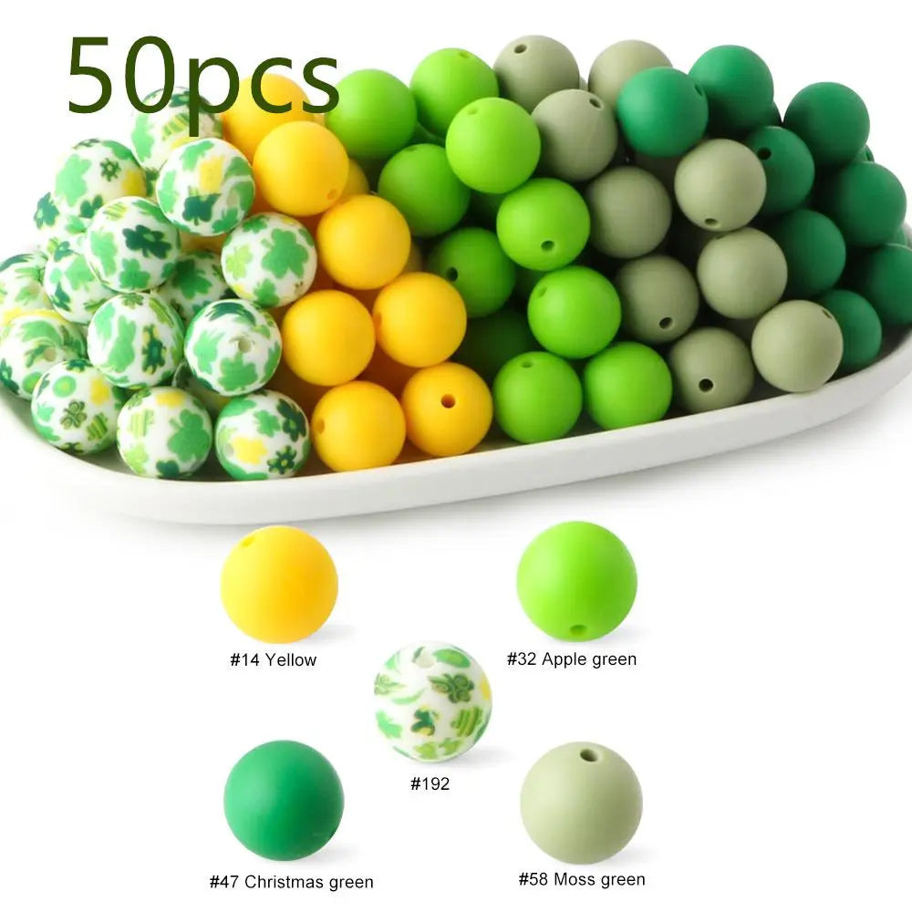 15mm Silicone Beads, 50-Piece Round Printed Bead Set, Beads for Crafts, Beading Supplies, DIY Jewelry-Making Supplies for Bracelets, Necklaces, Earrings and Pendants #GLOBAL PICKS