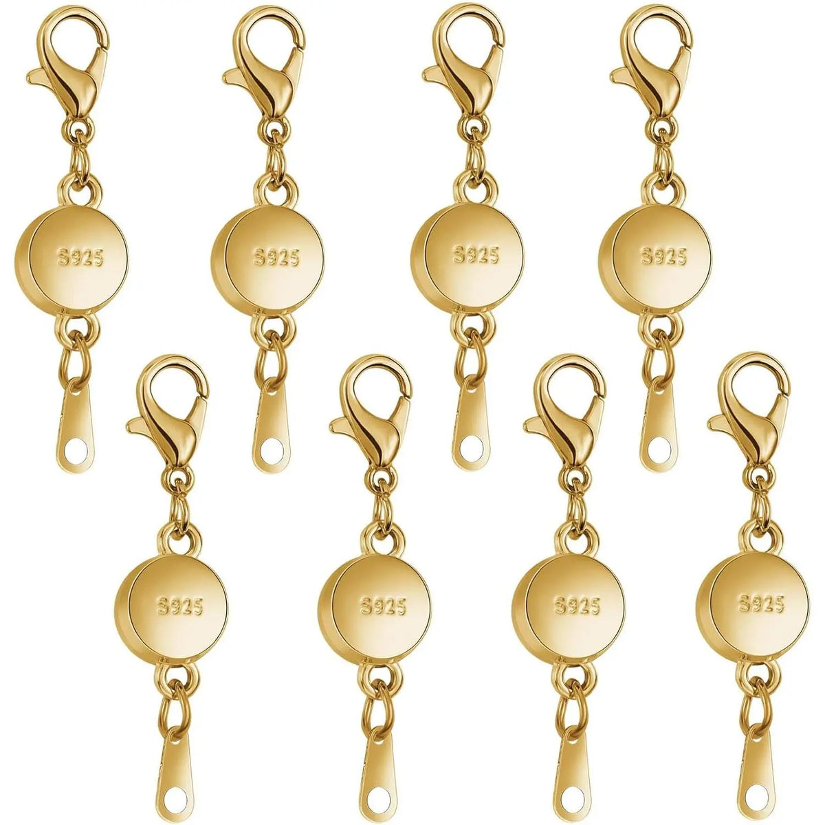 925 Silver Classic Magnetic Clasp - 0.4 Inches Diameter Round Ball Loop Clasp Converter, Hassle-Free Quick On-Off Secure Lock, 8-Pc Project Set for DIY Jewelry Making, Accessories for Beading