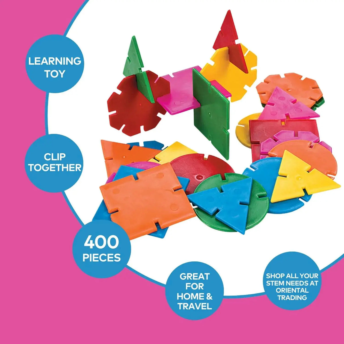 Bulk 400 Pc. Geometric Connecting Shapes Building Blocks Set