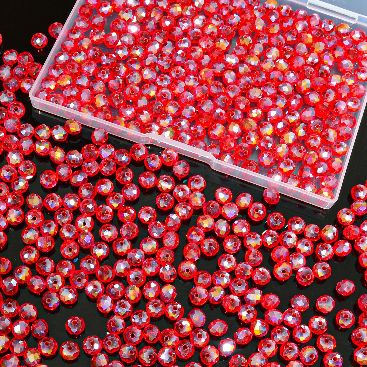800Pcs 4/6/8/10mm Crystal Glass Beads for Jewelry Making Beads for Bracelets Necklace Pendants Making Supplies(Silver Champagne)