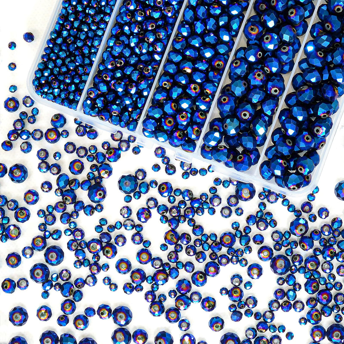 800Pcs 4/6/8/10mm Crystal Glass Beads for Jewelry Making Beads for Bracelets Necklace Pendants Making Supplies(Silver Champagne)