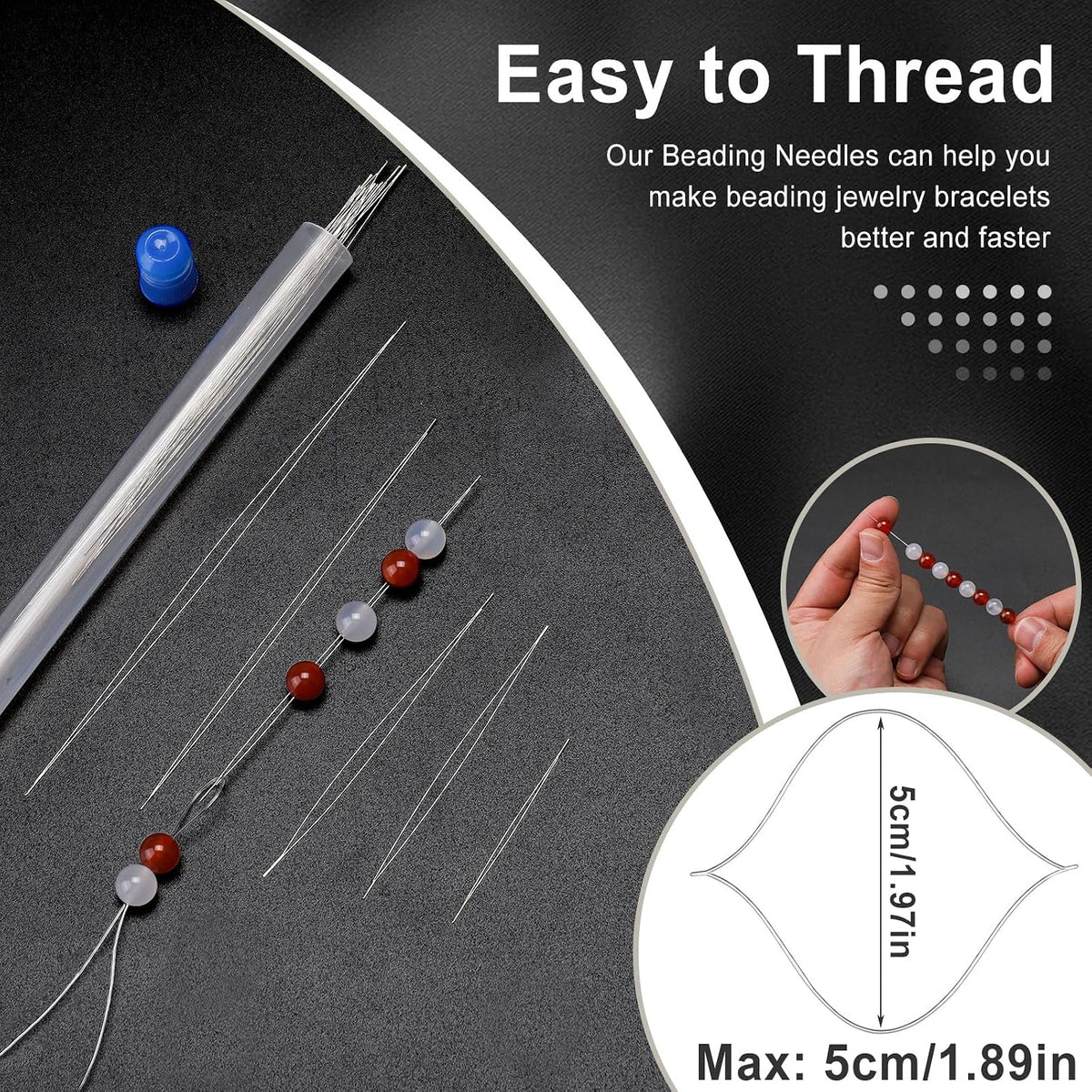18 Pcs Collapsible Beading Needles for Seed Beads, Big Eye Beading Needle for Jewelry Making with Bottle