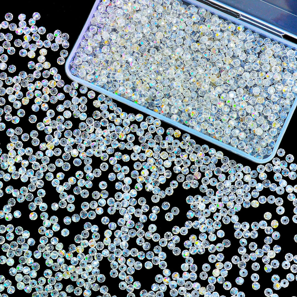 800Pcs 4/6/8/10mm Crystal Glass Beads for Jewelry Making Beads for Bracelets Necklace Pendants Making Supplies(Silver Champagne)