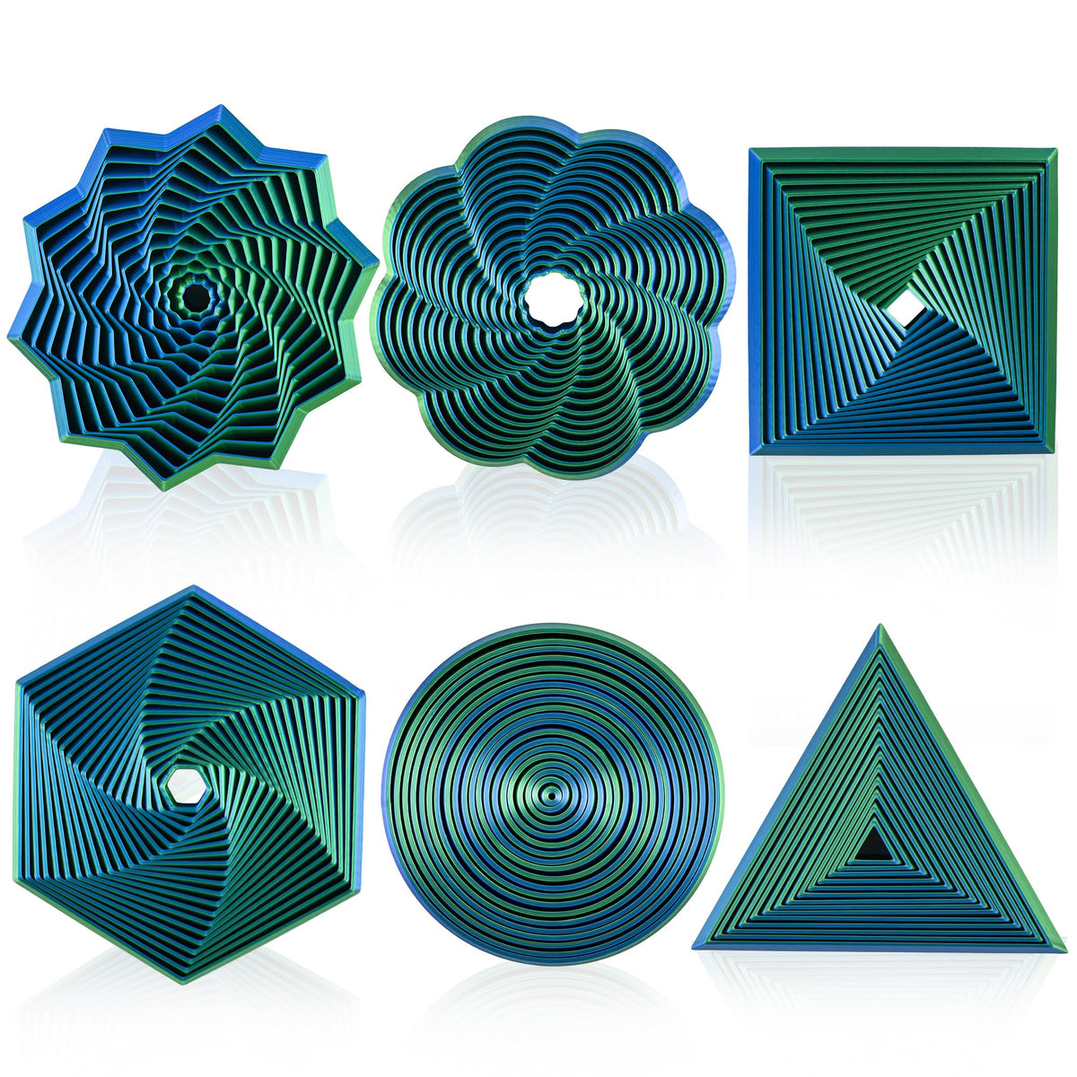 6 Pack 3D Printed Geometric Fidget Toys Multicolor Desk Set