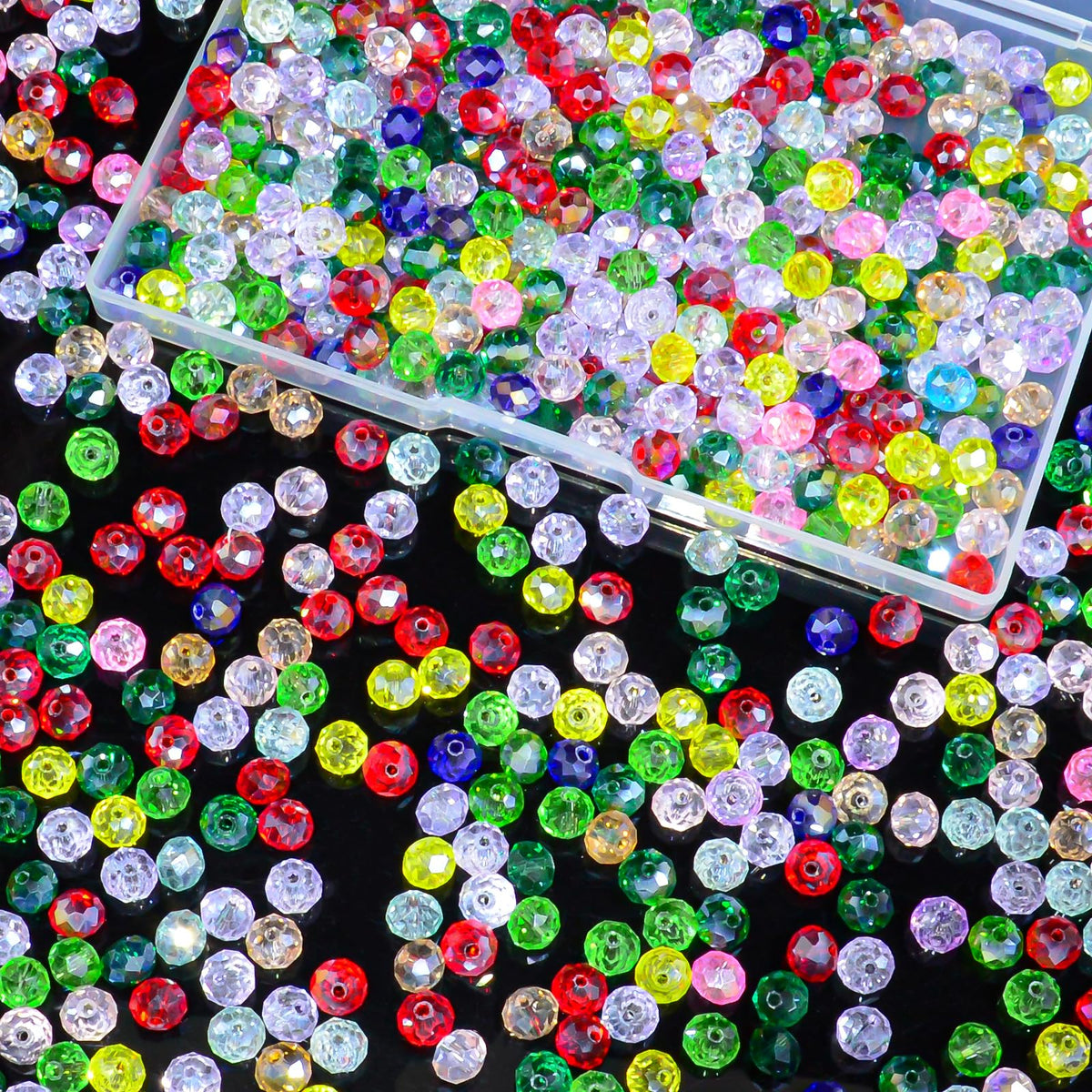 800Pcs 4/6/8/10mm Crystal Glass Beads for Jewelry Making Beads for Bracelets Necklace Pendants Making Supplies(Silver Champagne)