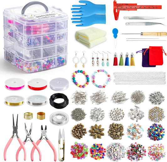 Jewelry Making Kit, 1960 pcs, Supplies Includes Beads, Instructions, Findings, Wire for Bracelet, Necklace, Earrings Making Kit for Adults by Inscraft