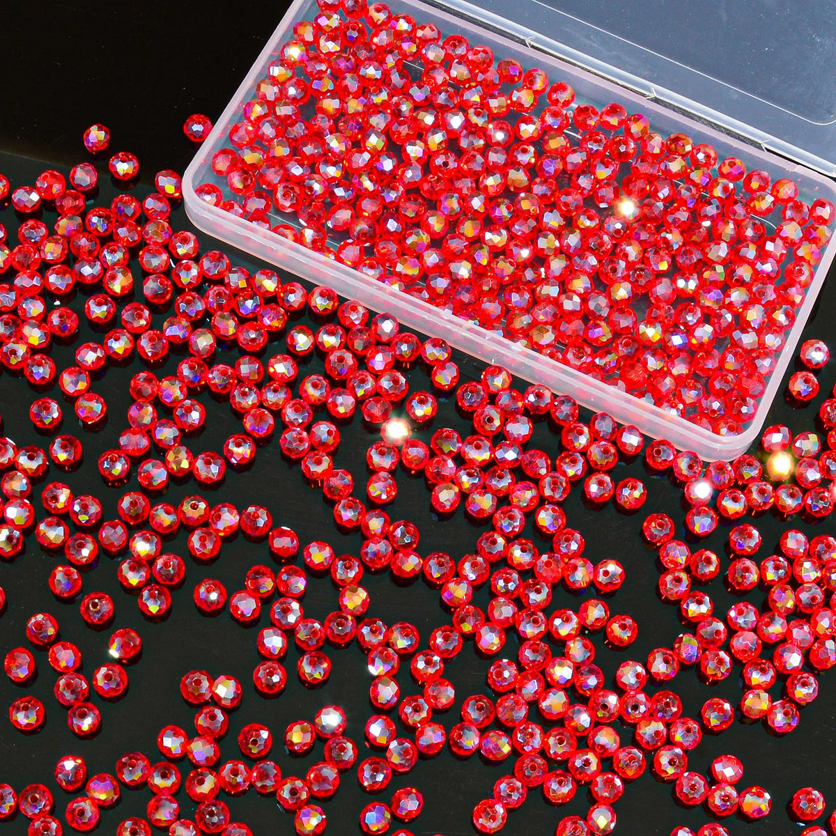 800Pcs 4/6/8/10mm Crystal Glass Beads for Jewelry Making Beads for Bracelets Necklace Pendants Making Supplies(Silver Champagne)