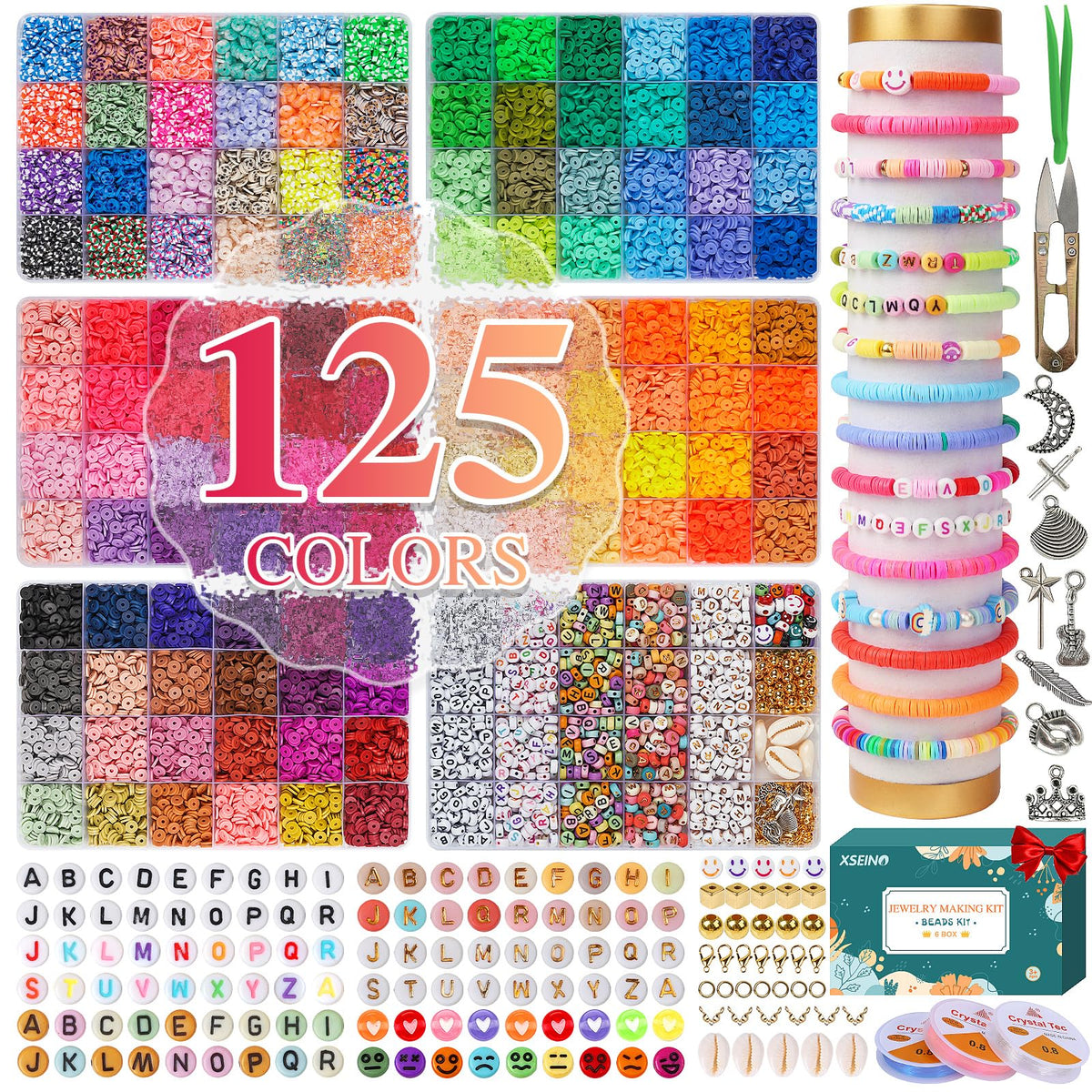 XSEINO 10000PCS Clay Beads Bracelet Making Kit,46Colors
