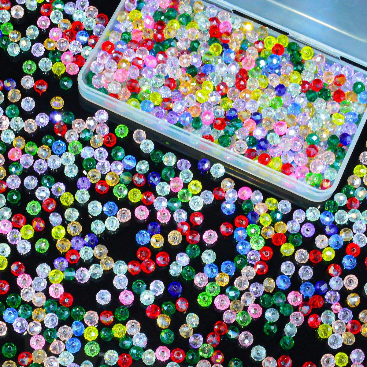 800Pcs 4/6/8/10mm Crystal Glass Beads for Jewelry Making Beads for Bracelets Necklace Pendants Making Supplies(Silver Champagne)