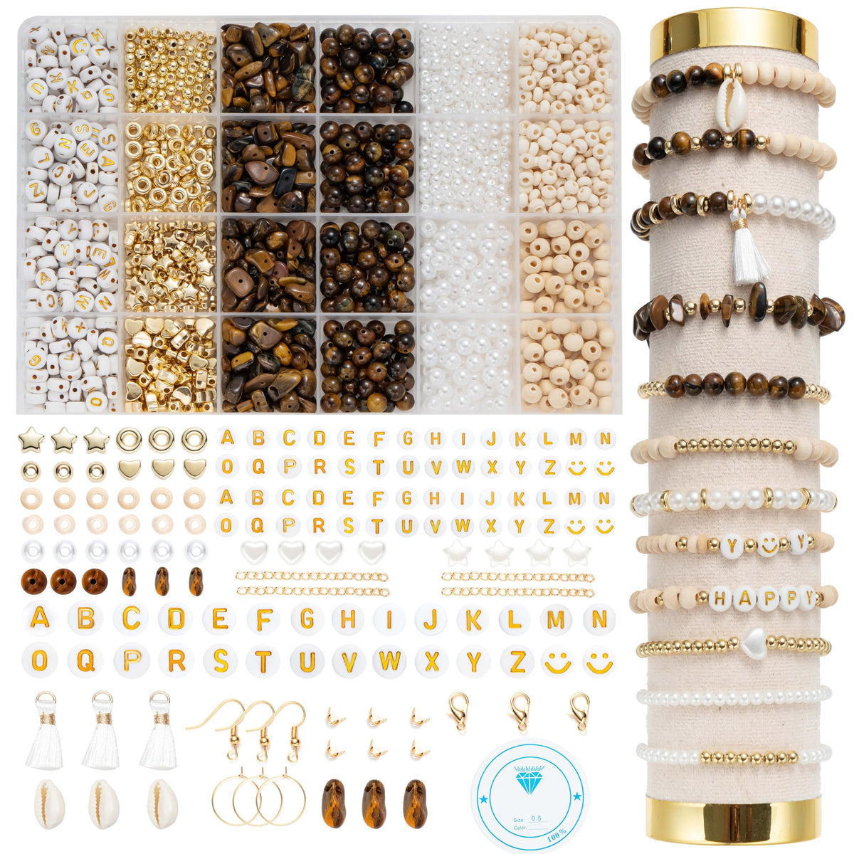 Xylise Jewelry Making Supplies Kit Natural Stone Beads for Irregular Natural Stone with for DIY Craft Bracelet Necklace Earrings for Adults (Amazonian)