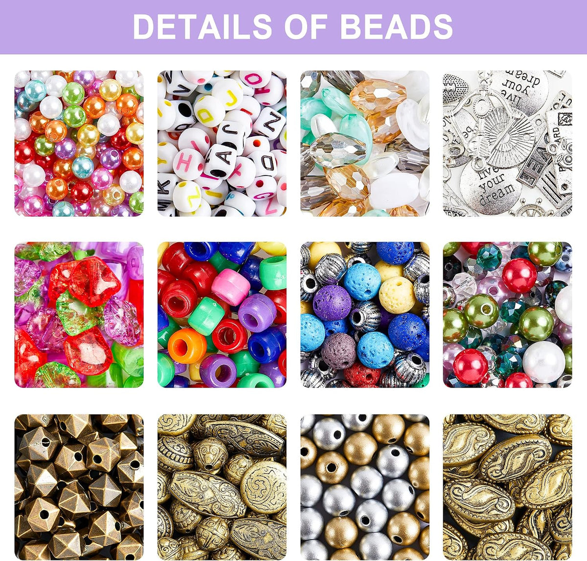 Jewelry Making Kit, 1960 pcs, Supplies Includes Beads, Instructions, Findings, Wire for Bracelet, Necklace, Earrings Making Kit for Adults by Inscraft