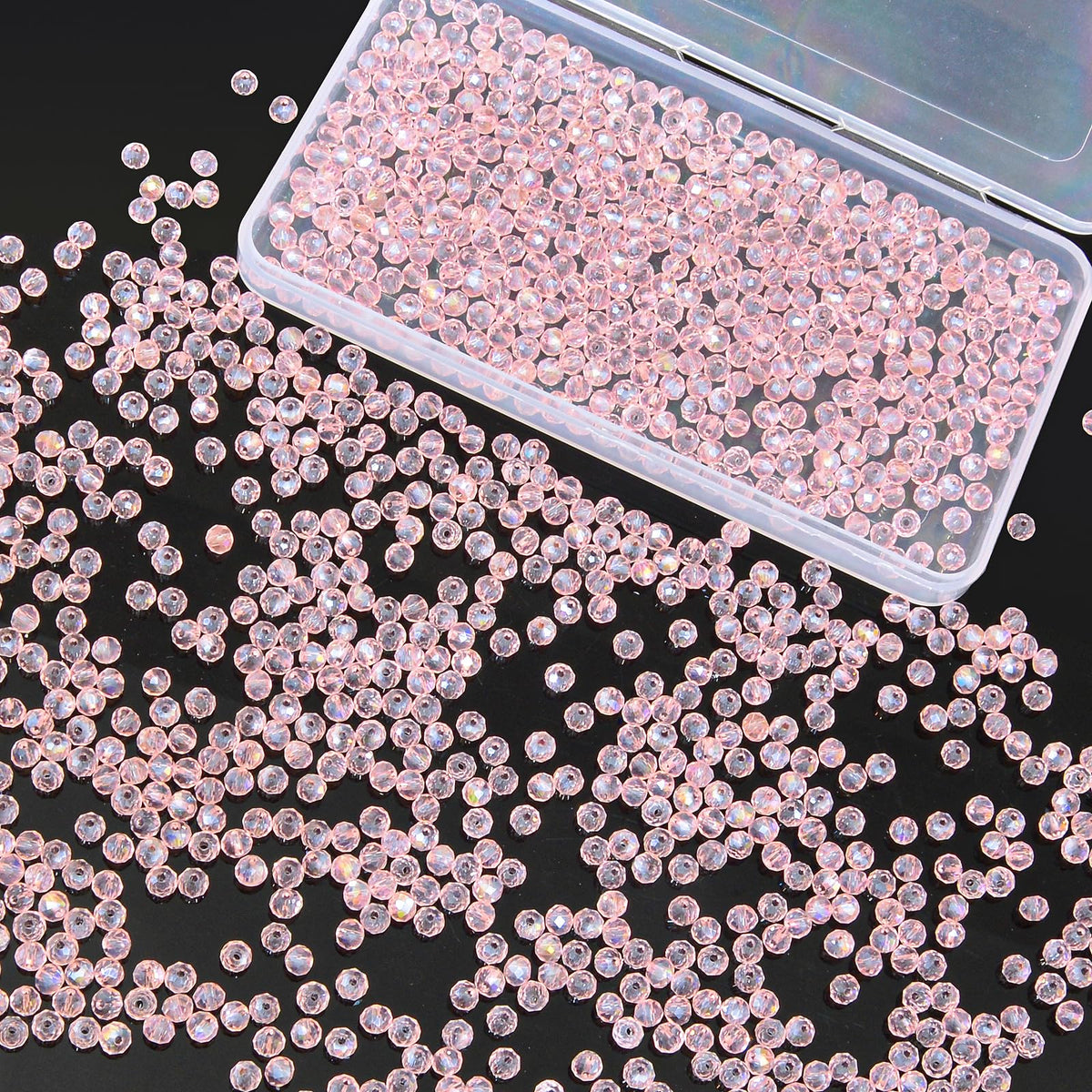 800Pcs 4/6/8/10mm Crystal Glass Beads for Jewelry Making Beads for Bracelets Necklace Pendants Making Supplies(Silver Champagne)