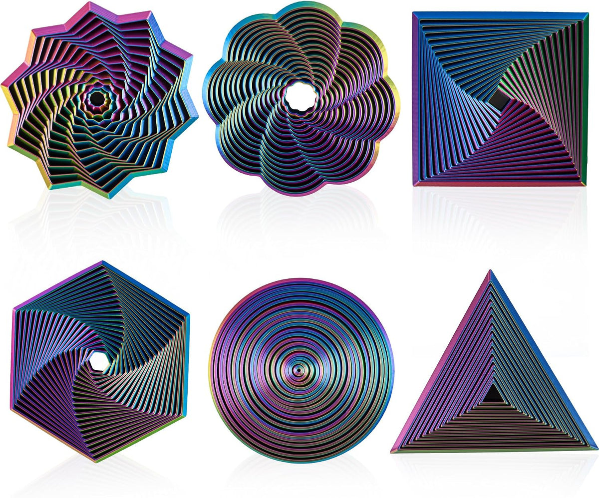 6 Pack 3D Printed Geometric Fidget Toys Multicolor Desk Set