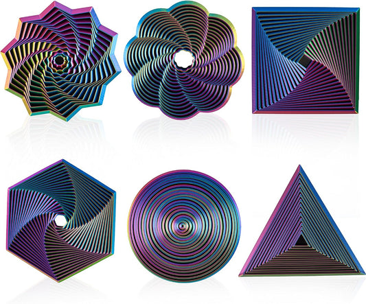 6 Pack 3D Printed Geometric Fidget Toys Multicolor Desk Set