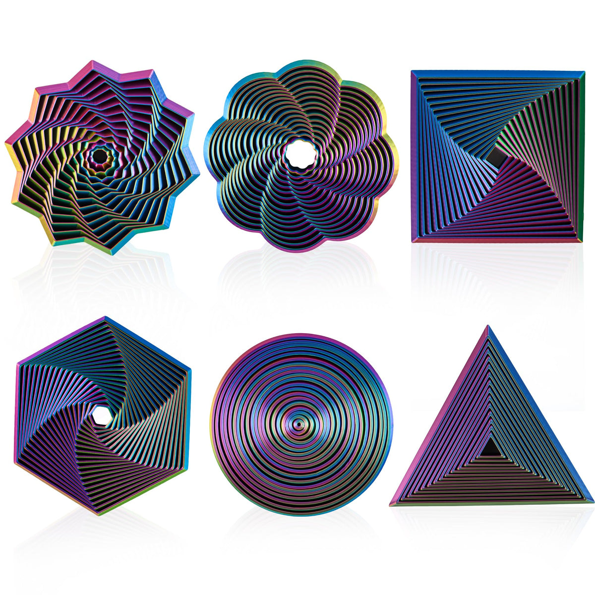 6 Pack 3D Printed Geometric Fidget Toys Multicolor Desk Set