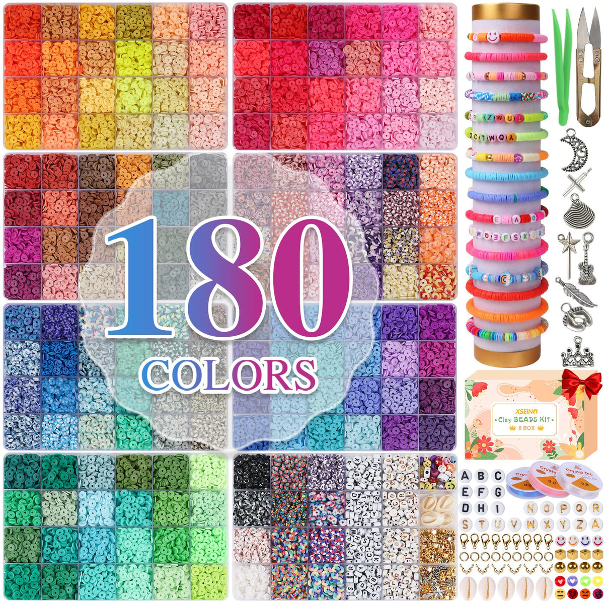 XSEINO 10000PCS Clay Beads Bracelet Making Kit,46Colors