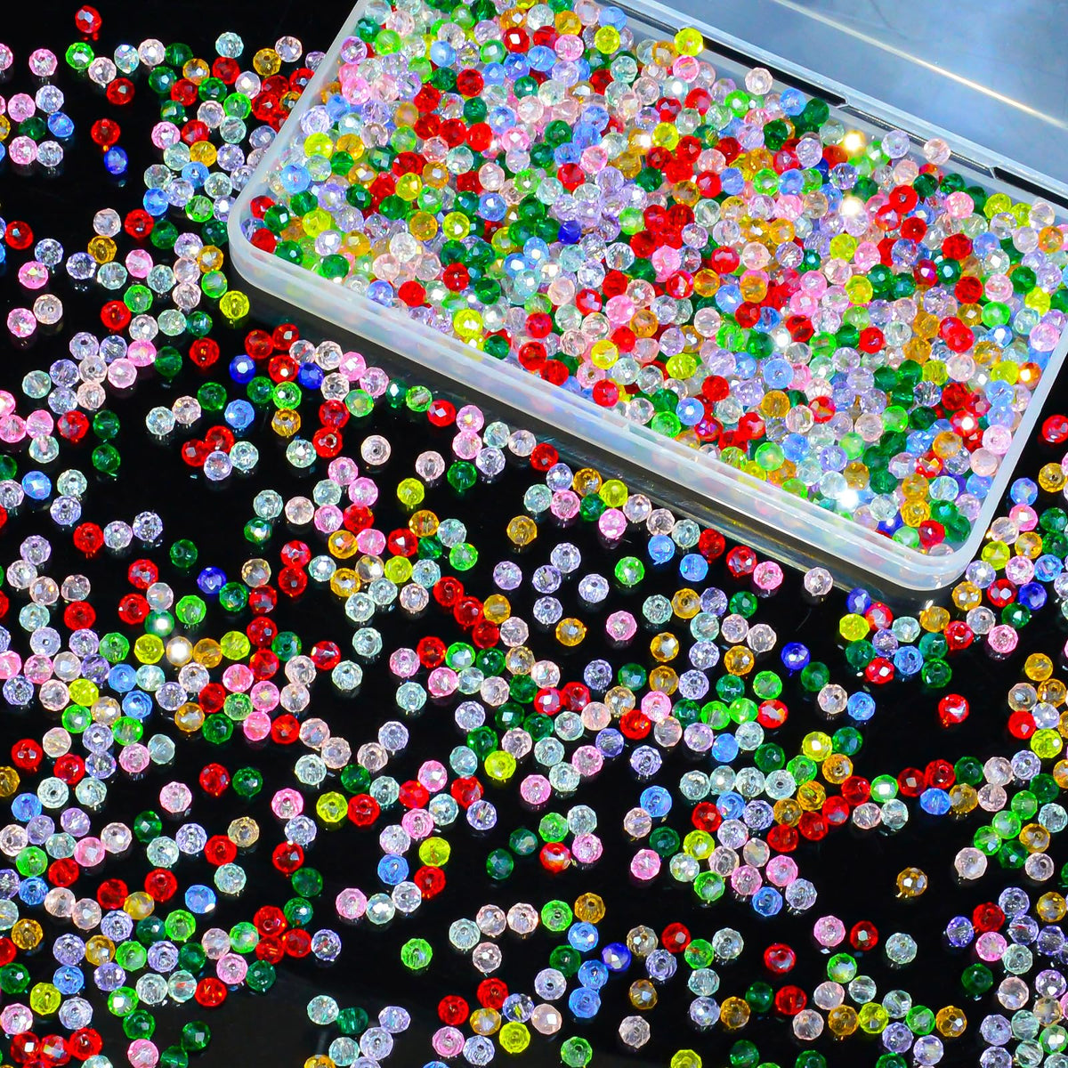 800Pcs 4/6/8/10mm Crystal Glass Beads for Jewelry Making Beads for Bracelets Necklace Pendants Making Supplies(Silver Champagne)