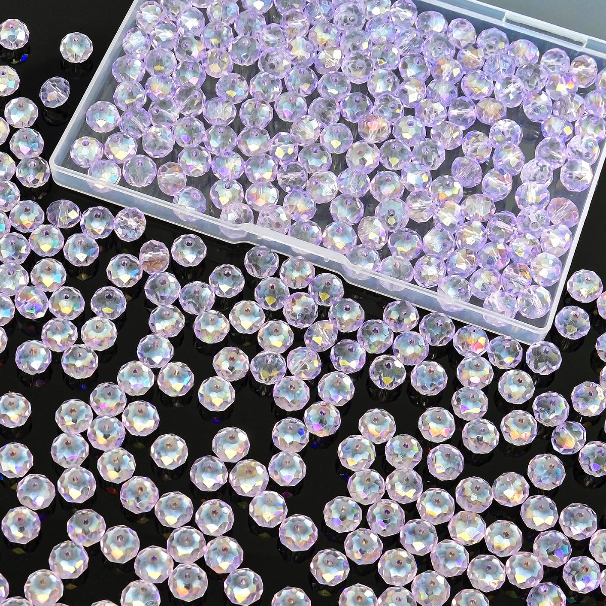 800Pcs 4/6/8/10mm Crystal Glass Beads for Jewelry Making Beads for Bracelets Necklace Pendants Making Supplies(Silver Champagne)