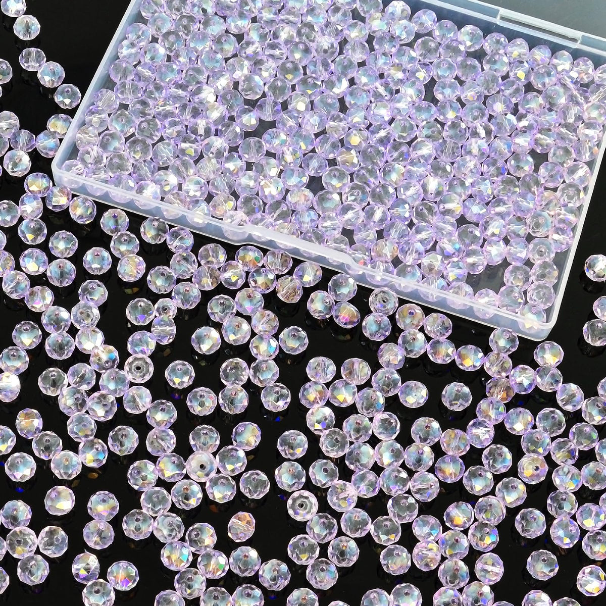 800Pcs 4/6/8/10mm Crystal Glass Beads for Jewelry Making Beads for Bracelets Necklace Pendants Making Supplies(Silver Champagne)