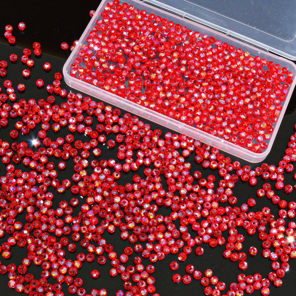 800Pcs 4/6/8/10mm Crystal Glass Beads for Jewelry Making Beads for Bracelets Necklace Pendants Making Supplies(Silver Champagne)