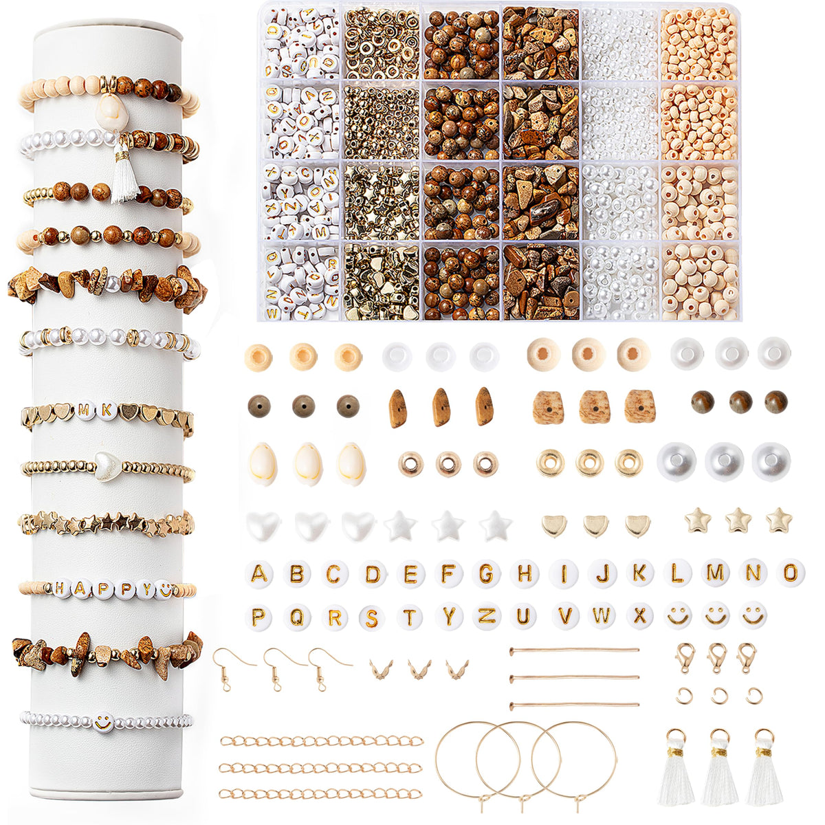 Xylise Jewelry Making Supplies Kit Natural Stone Beads for Irregular Natural Stone with for DIY Craft Bracelet Necklace Earrings for Adults (Amazonian)