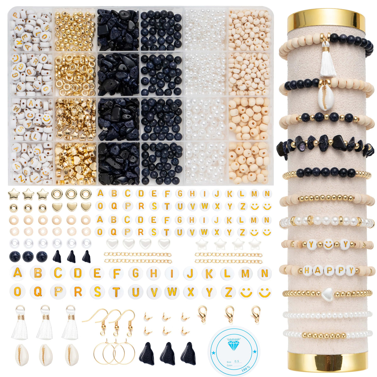 Xylise Jewelry Making Supplies Kit Natural Stone Beads for Irregular Natural Stone with for DIY Craft Bracelet Necklace Earrings for Adults (Amazonian)