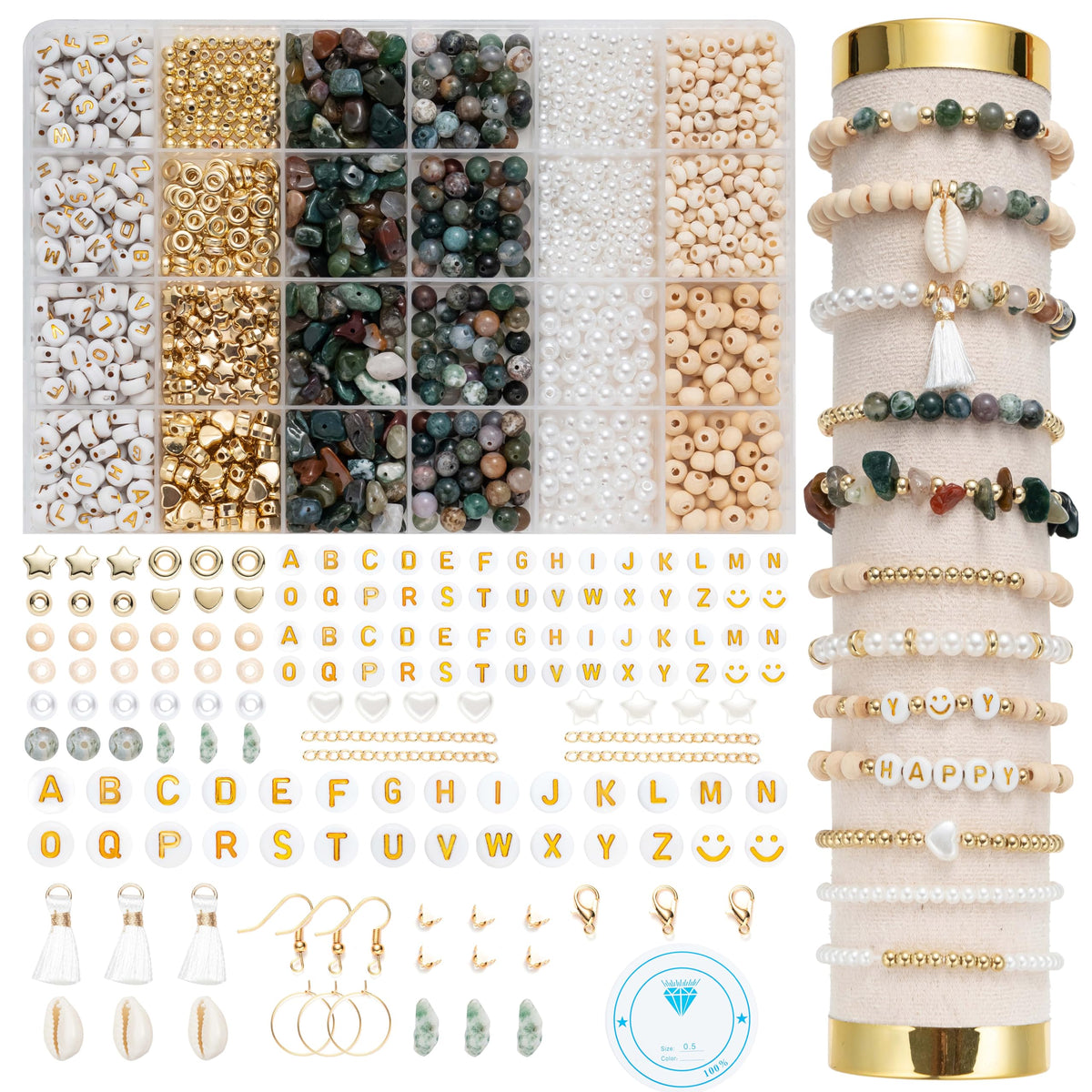 Xylise Jewelry Making Supplies Kit Natural Stone Beads for Irregular Natural Stone with for DIY Craft Bracelet Necklace Earrings for Adults (Amazonian)