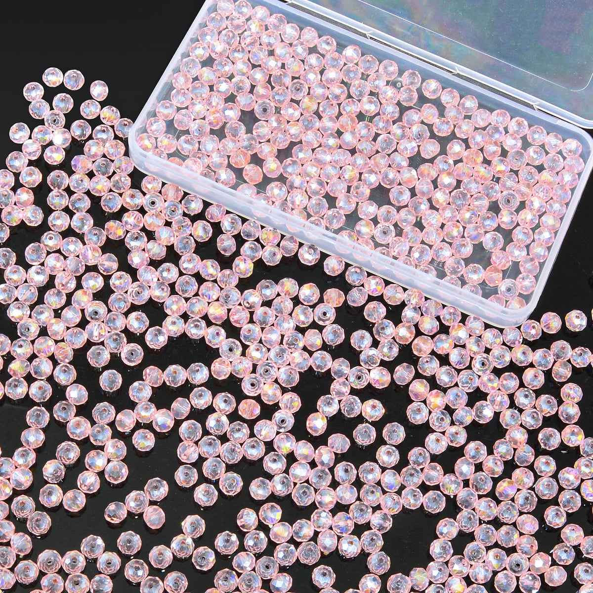 800Pcs 4/6/8/10mm Crystal Glass Beads for Jewelry Making Beads for Bracelets Necklace Pendants Making Supplies(Silver Champagne)